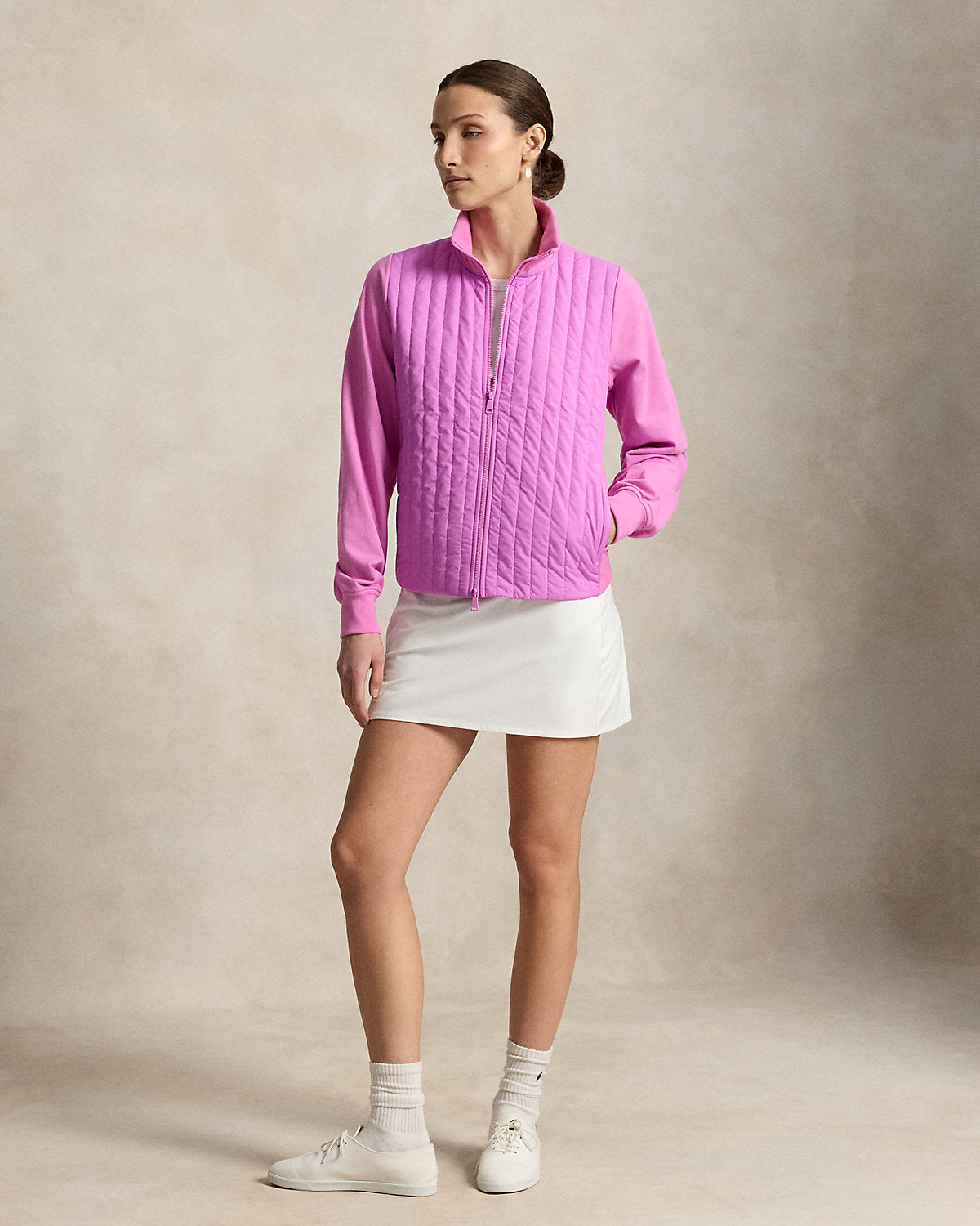 Hybrid Cropped Full-Zip Mockneck