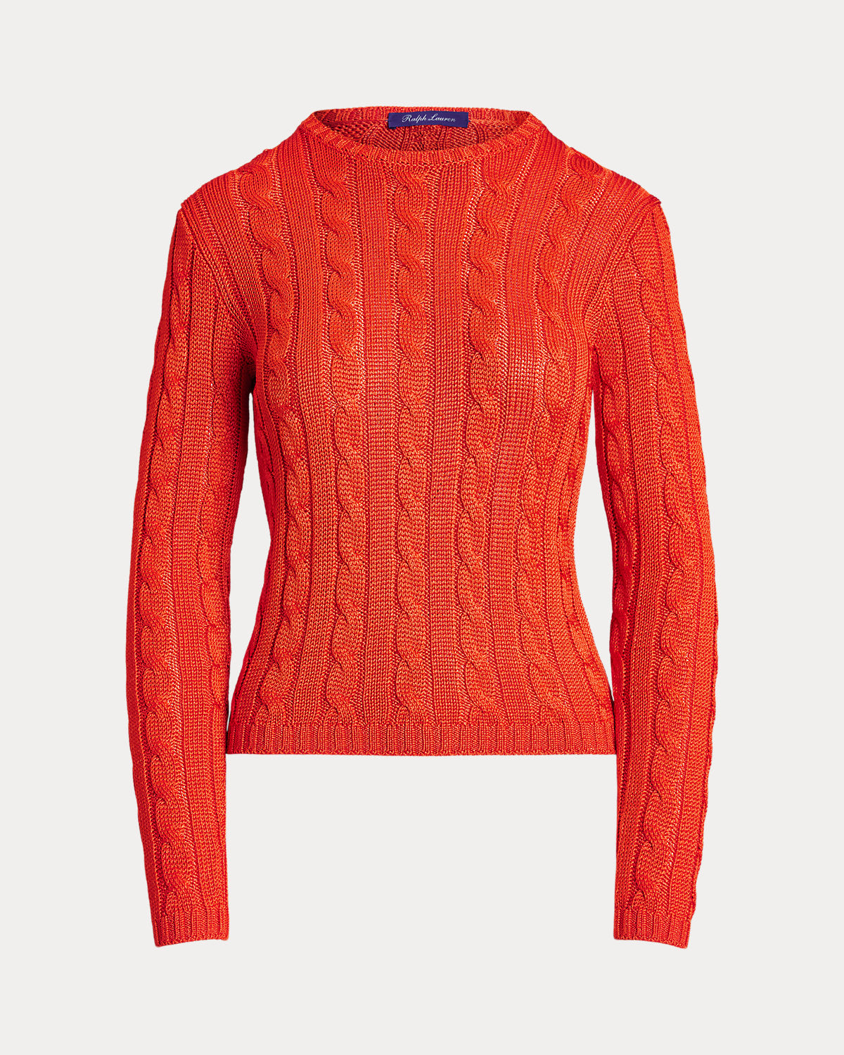 Cable-Knit Silk Crewneck Sweater