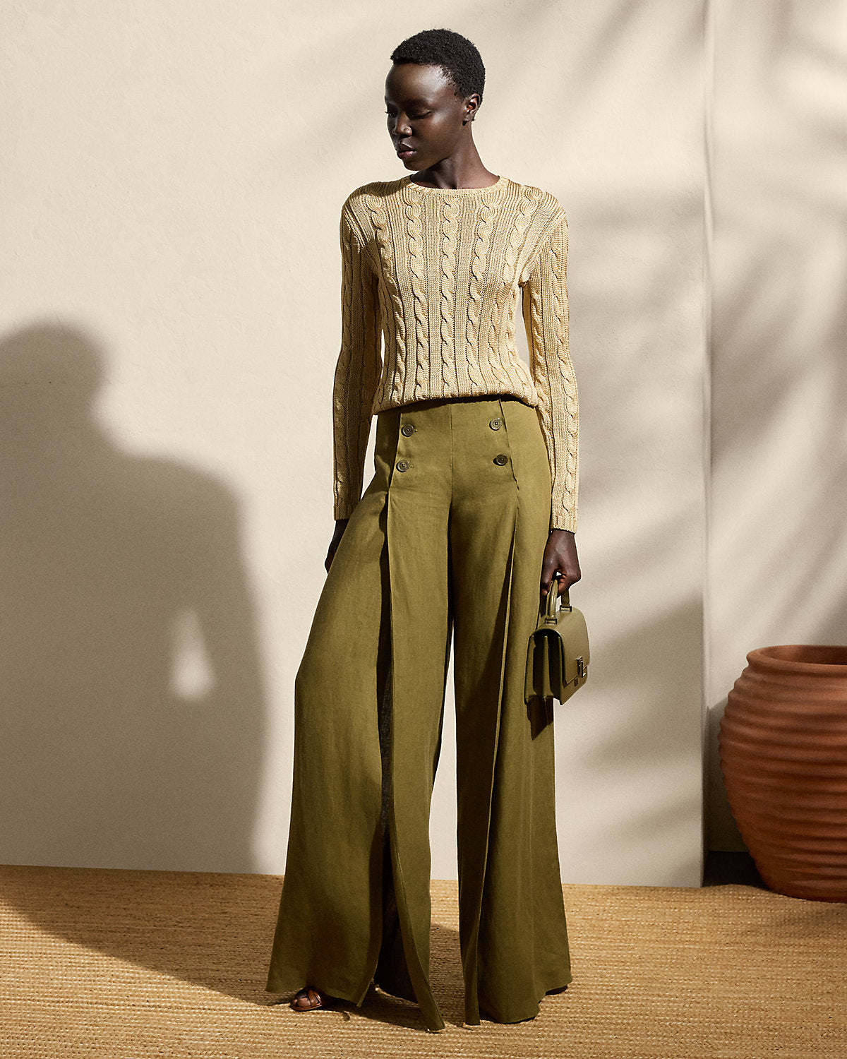 Cable-Knit Silk Crewneck Sweater