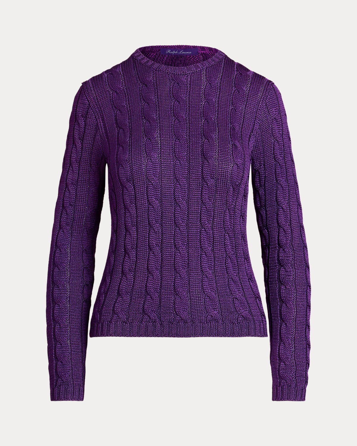 Cable-Knit Silk Crewneck Sweater