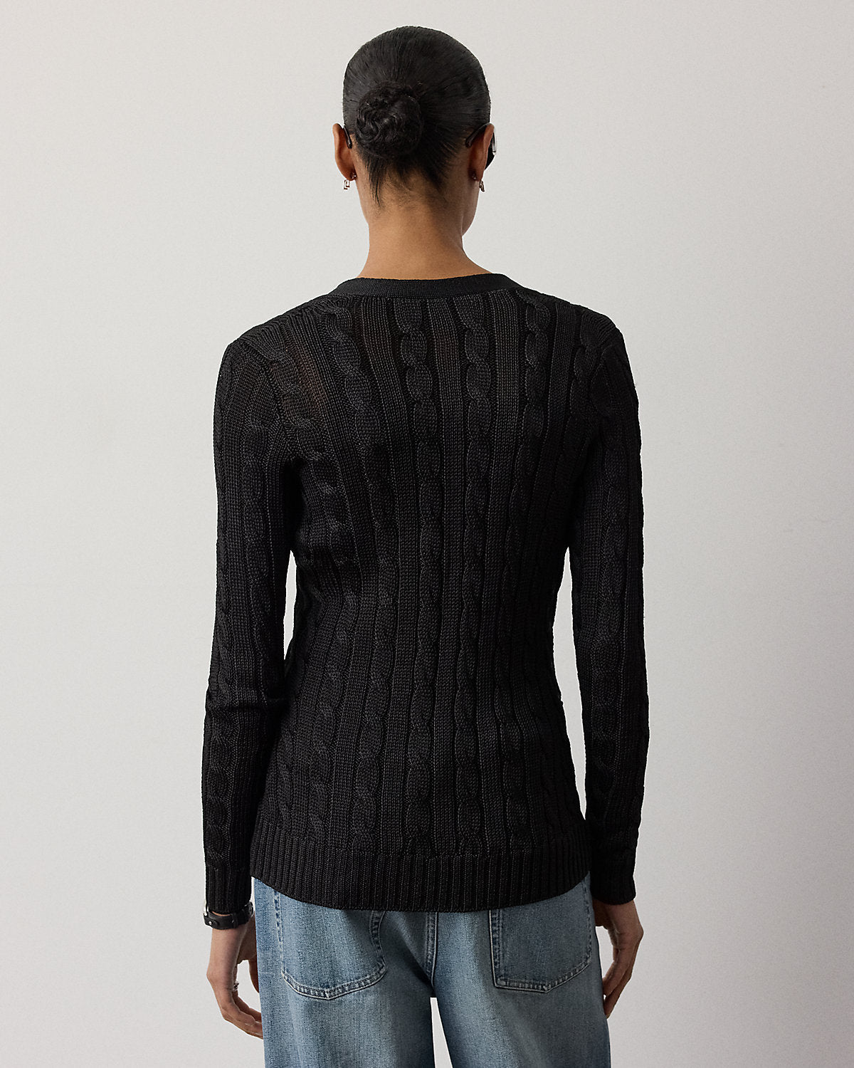 Cable-Knit Silk Cardigan Sweater