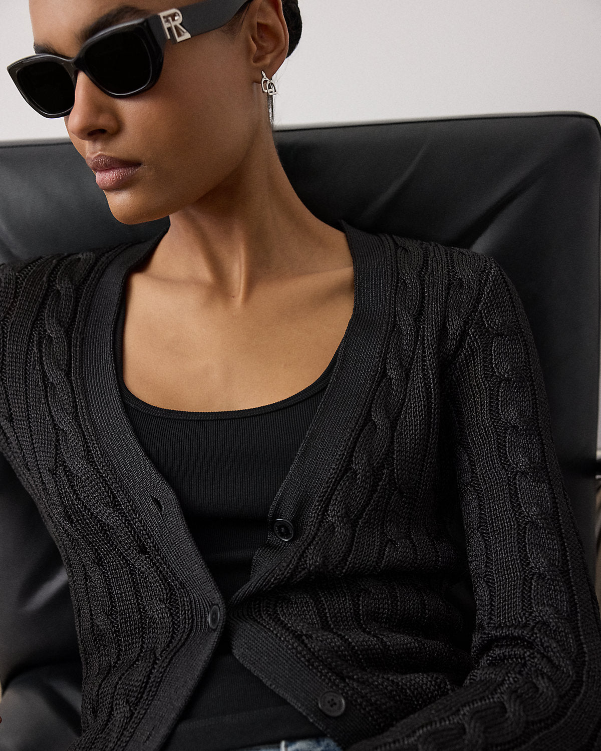 Cable-Knit Silk Cardigan Sweater