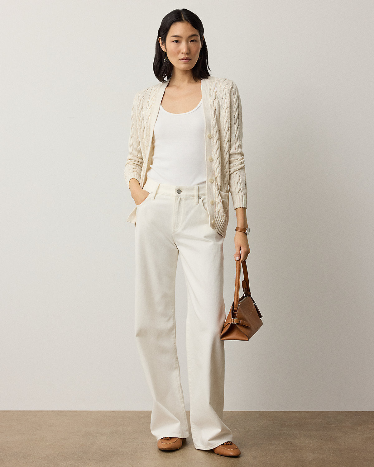 Cable-Knit Silk Cardigan Sweater