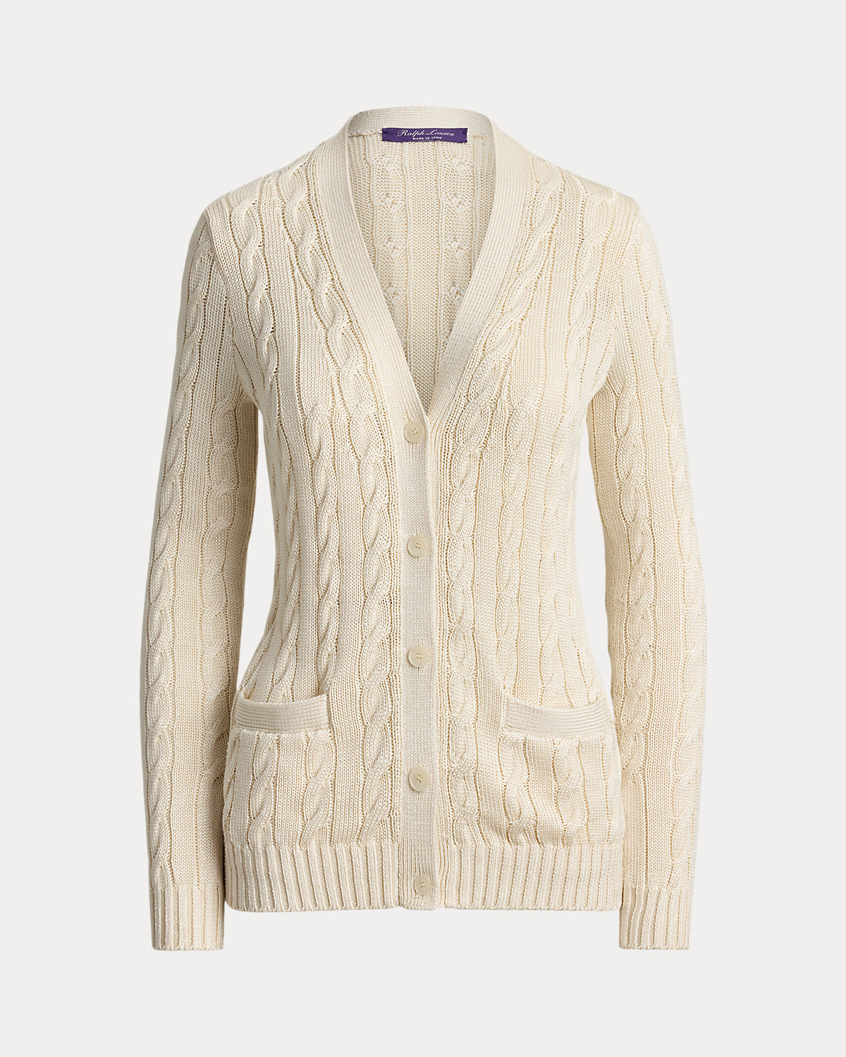 Cable-Knit Silk Cardigan Sweater