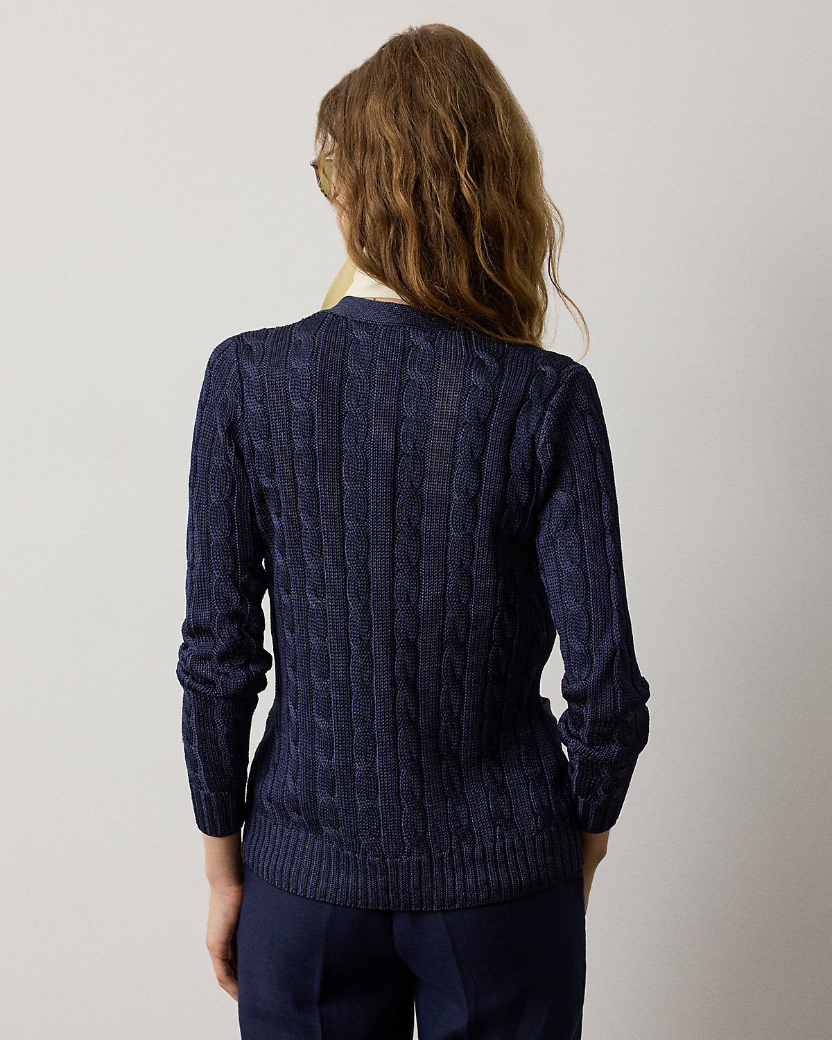 Cable-Knit Silk Cardigan Sweater