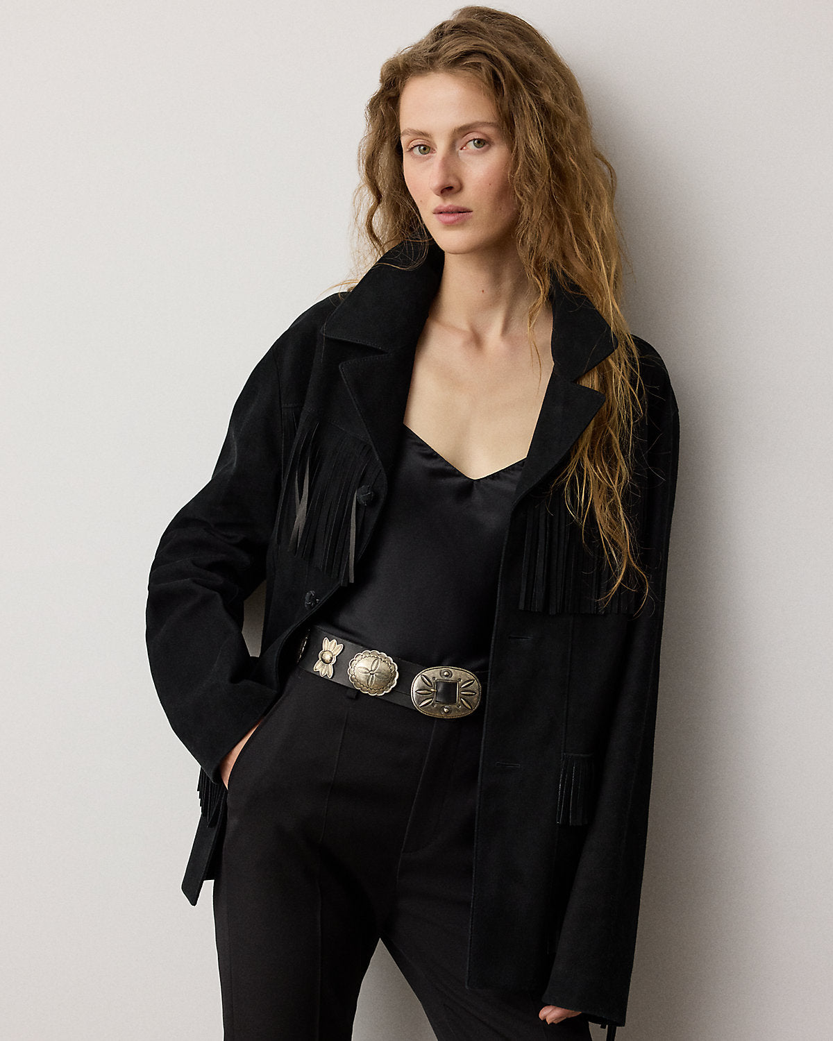 Perce Fringe-Trim Lamb-Suede Jacket