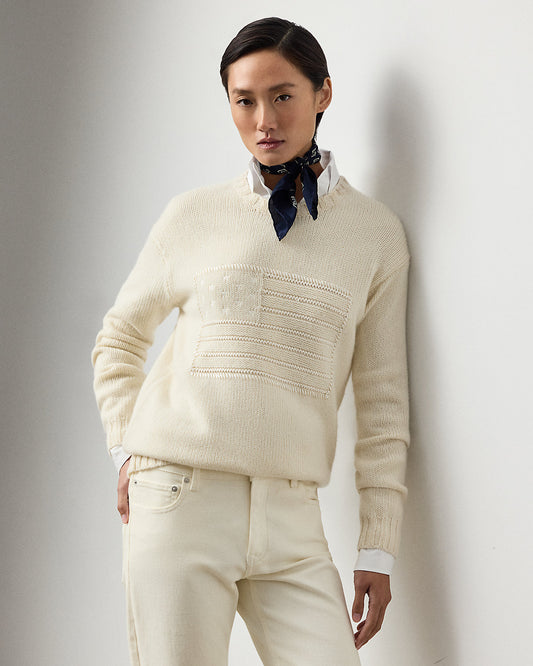 Flag Cashmere-Blend Crewneck Sweater