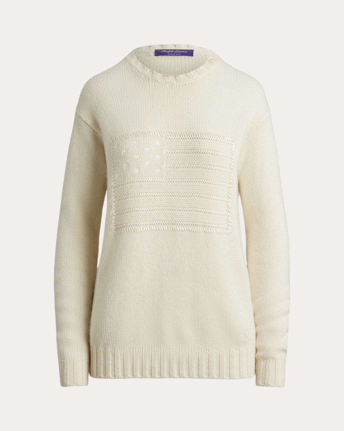 Flag Cashmere-Blend Crewneck Sweater