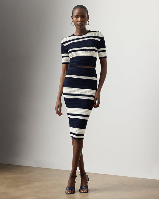 Ferris Striped Textured Pencil Skirt