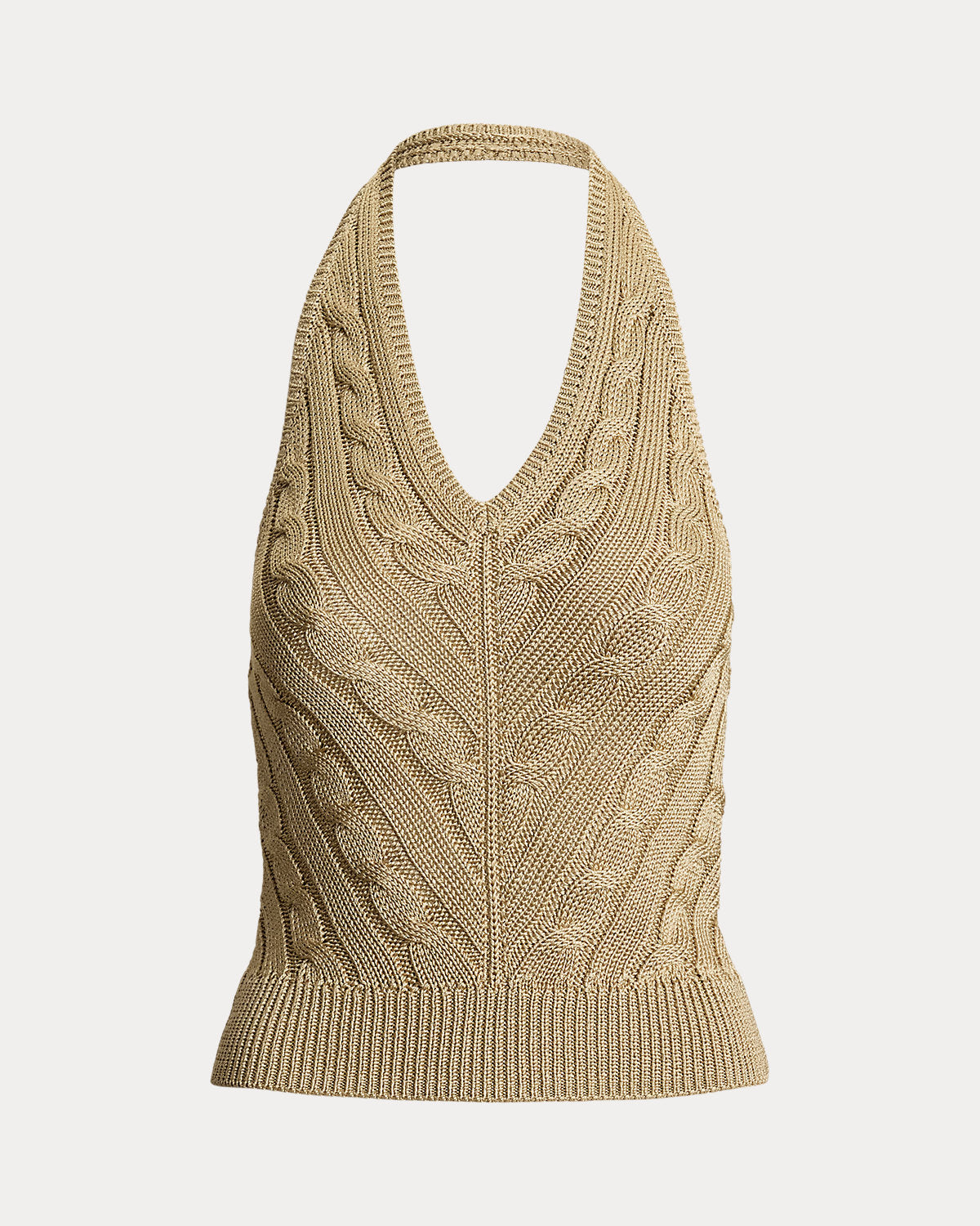 Cable-Knit Silk Halter Sweater