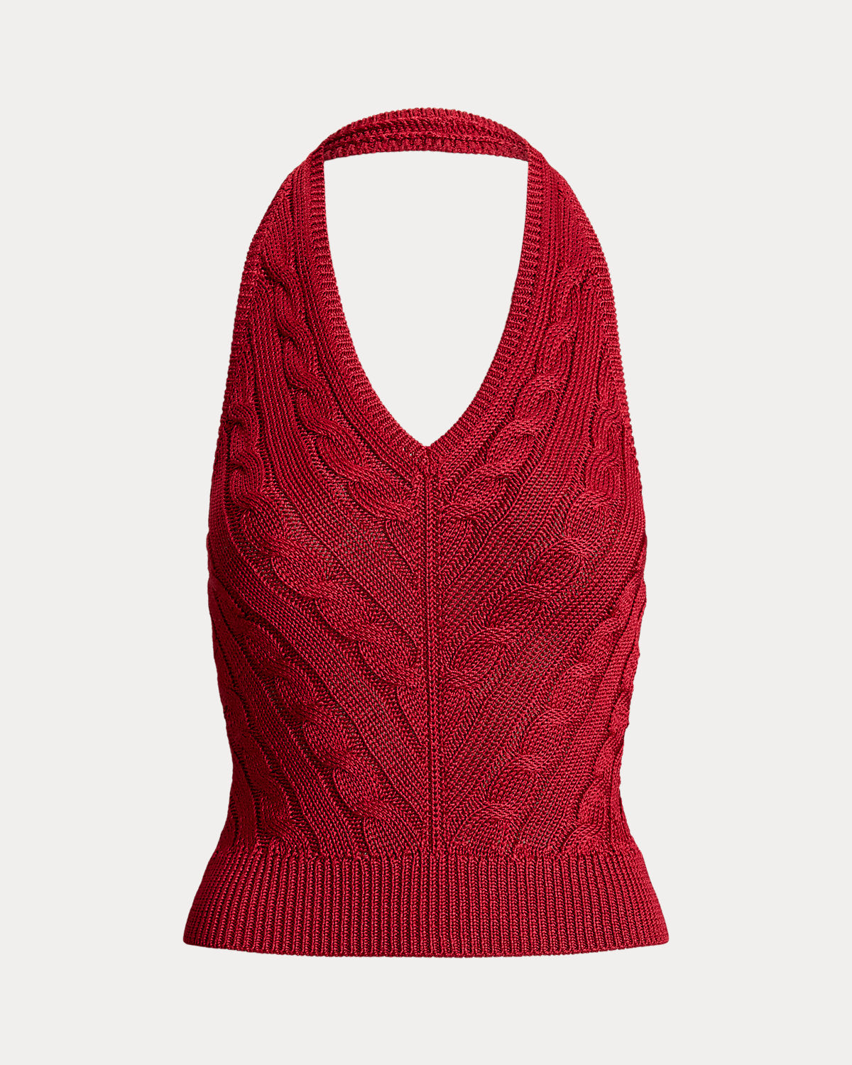 Cable-Knit Silk Halter Sweater