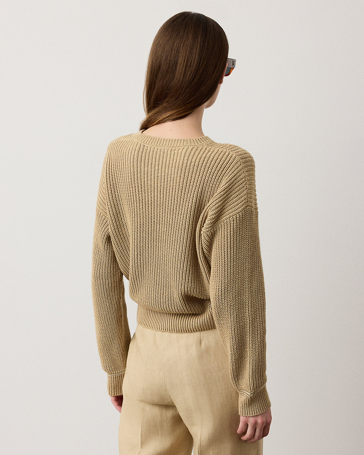 Rib-Knit Silk Roving Crewneck Sweater