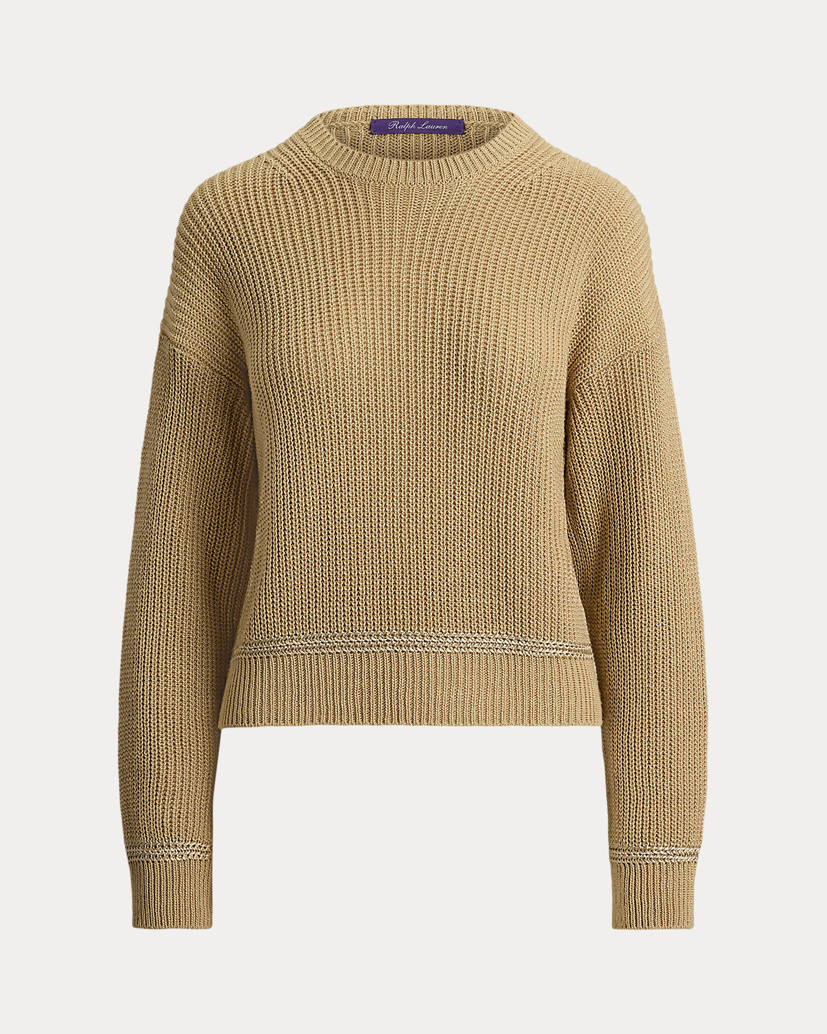 Rib-Knit Silk Roving Crewneck Sweater