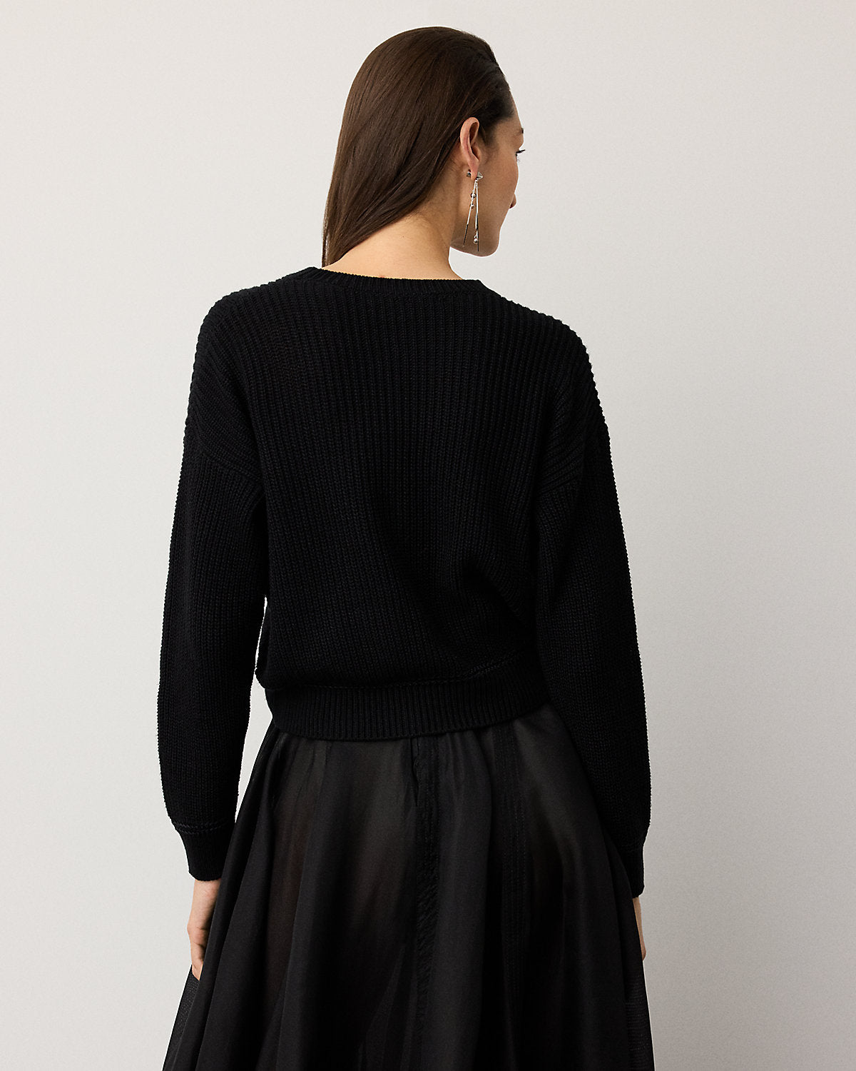 Rib-Knit Silk Roving Crewneck Sweater