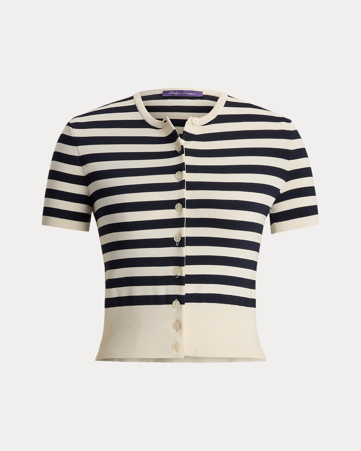 Striped Silk-Blend Short-Sleeve Cardigan