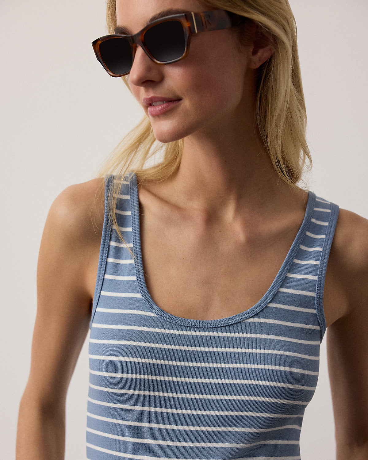 Ellis Rib-Knit Striped Tank Top