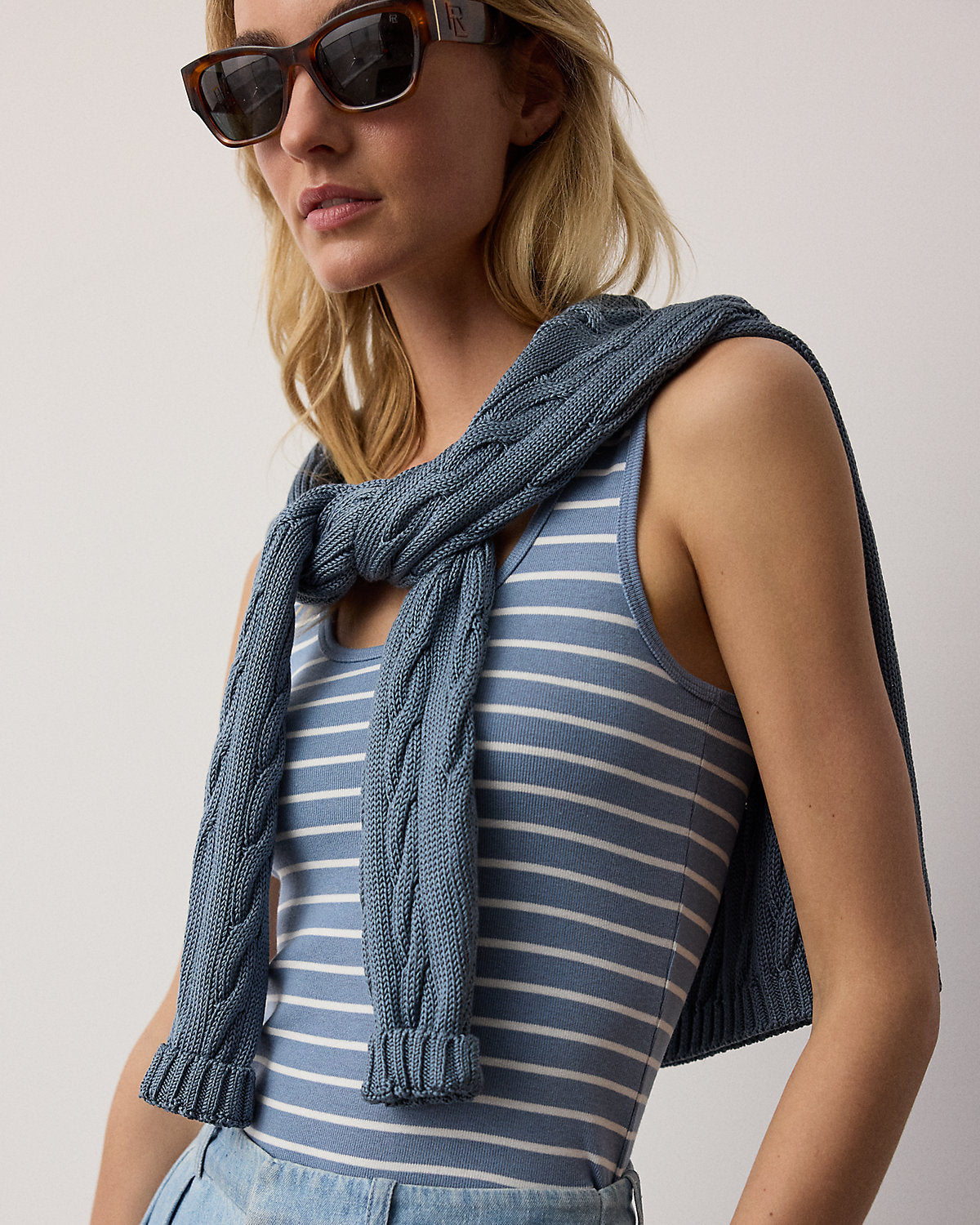 Ellis Rib-Knit Striped Tank Top