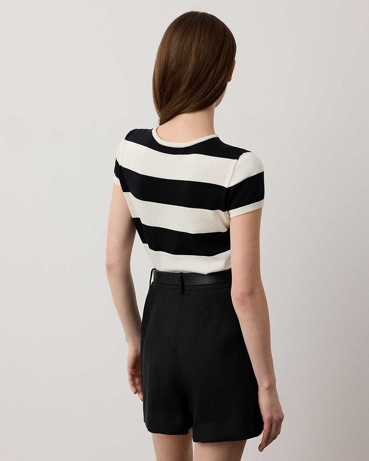 Striped Cotton-Silk Short-Sleeve Sweater