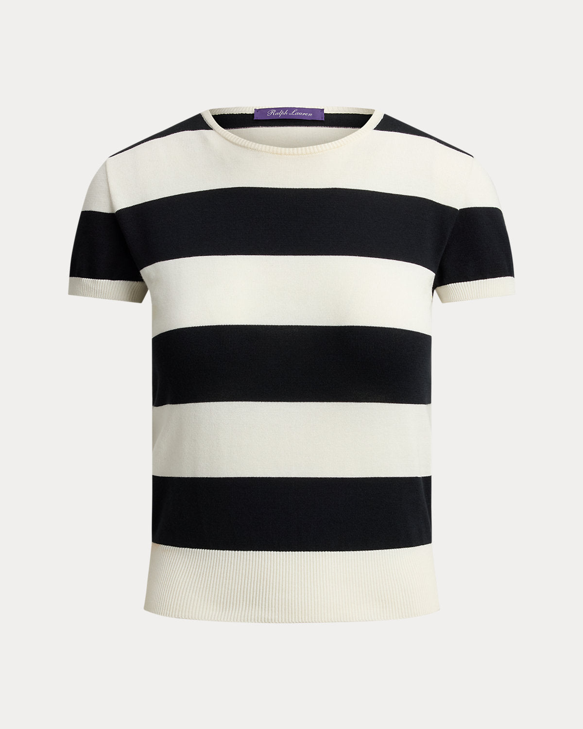 Striped Cotton-Silk Short-Sleeve Sweater