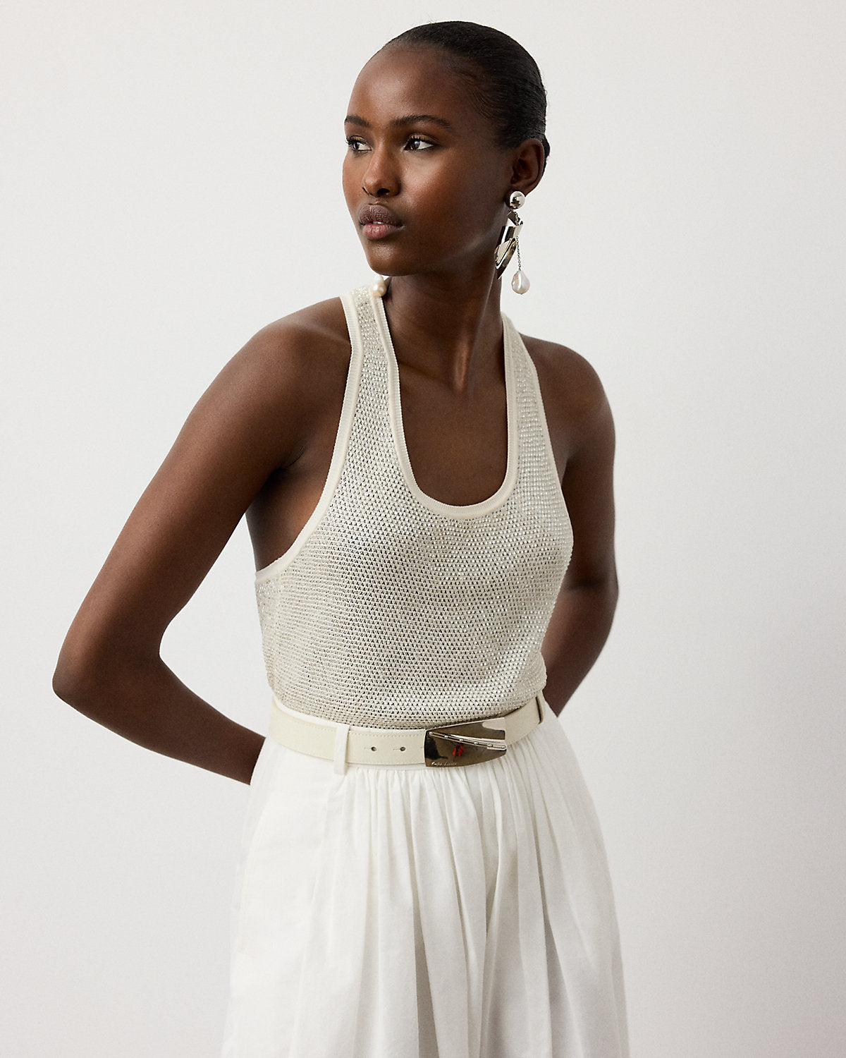 Embellished Racerback Sweater Tank Top