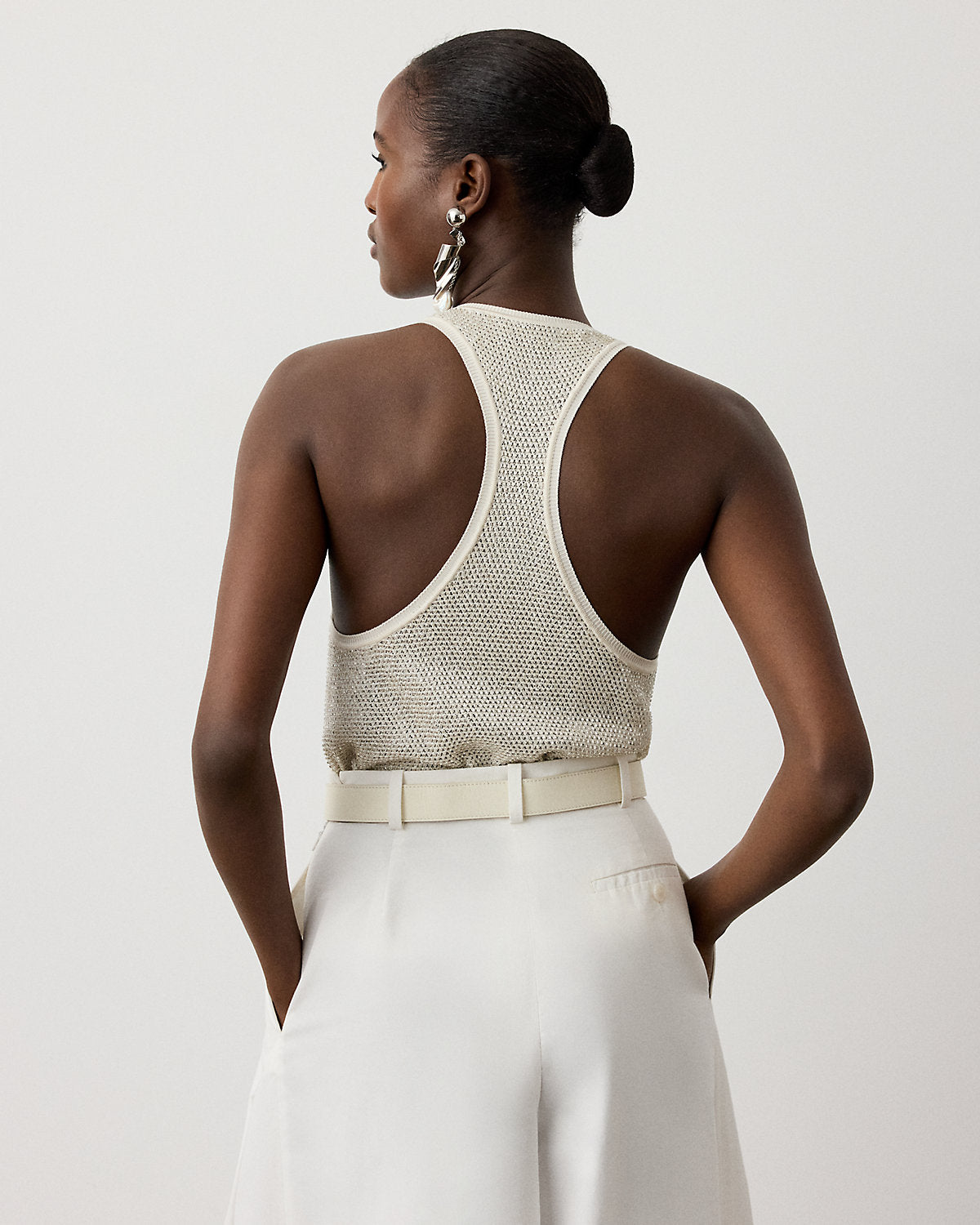 Embellished Racerback Sweater Tank Top