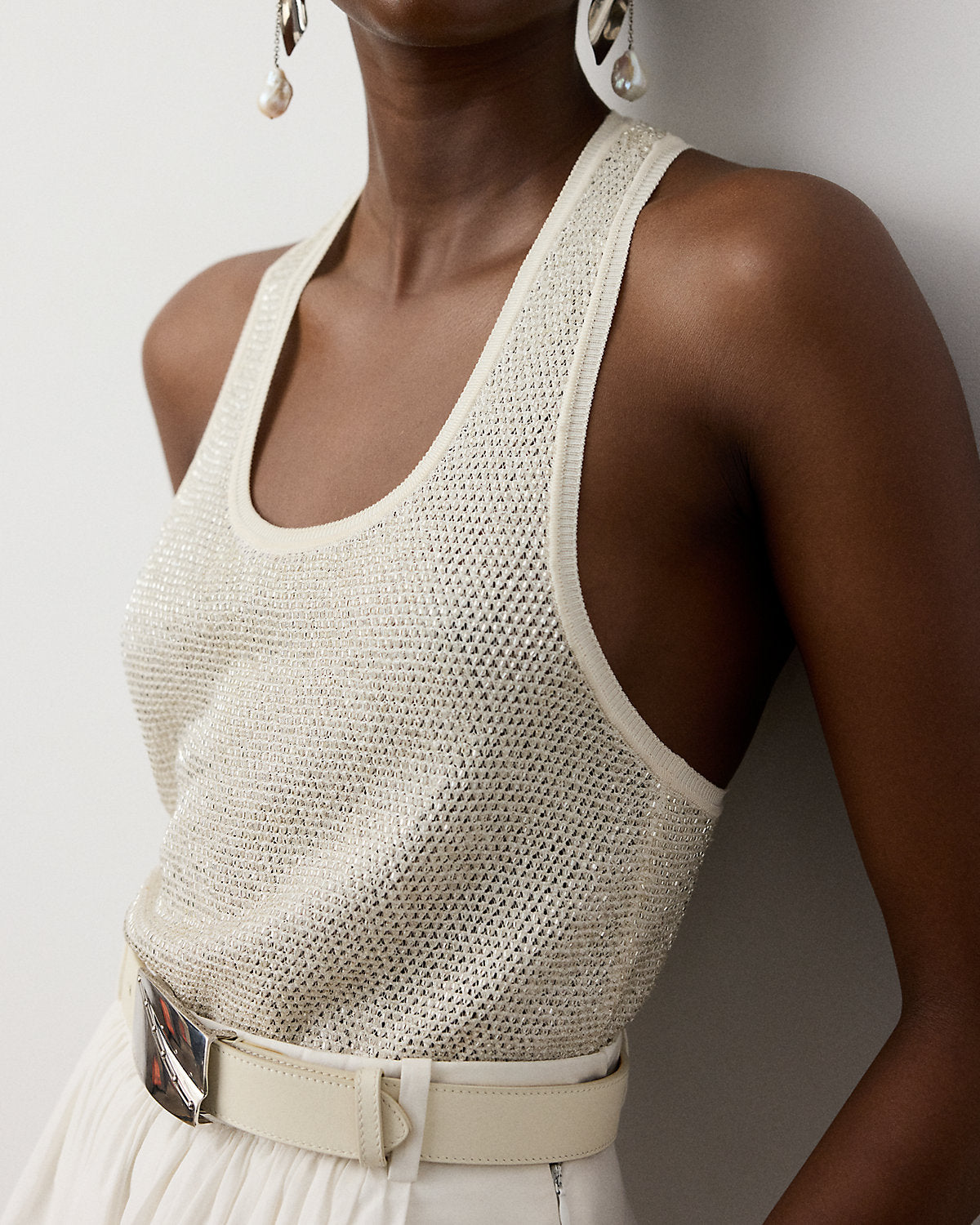 Embellished Racerback Sweater Tank Top