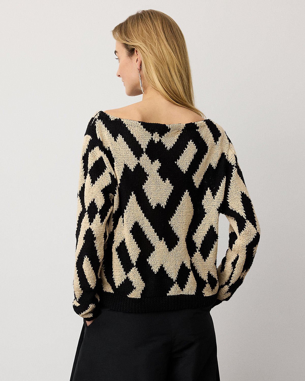 Intarsia Silk-Blend Boatneck Sweater