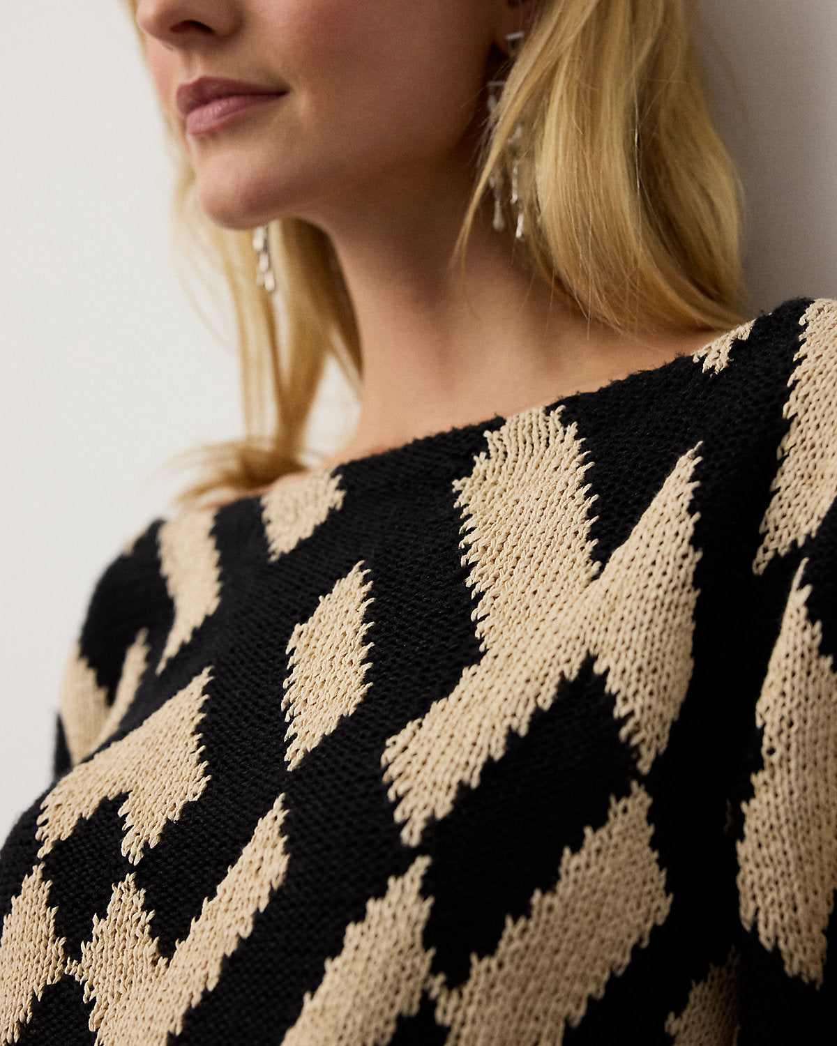 Intarsia Silk-Blend Boatneck Sweater