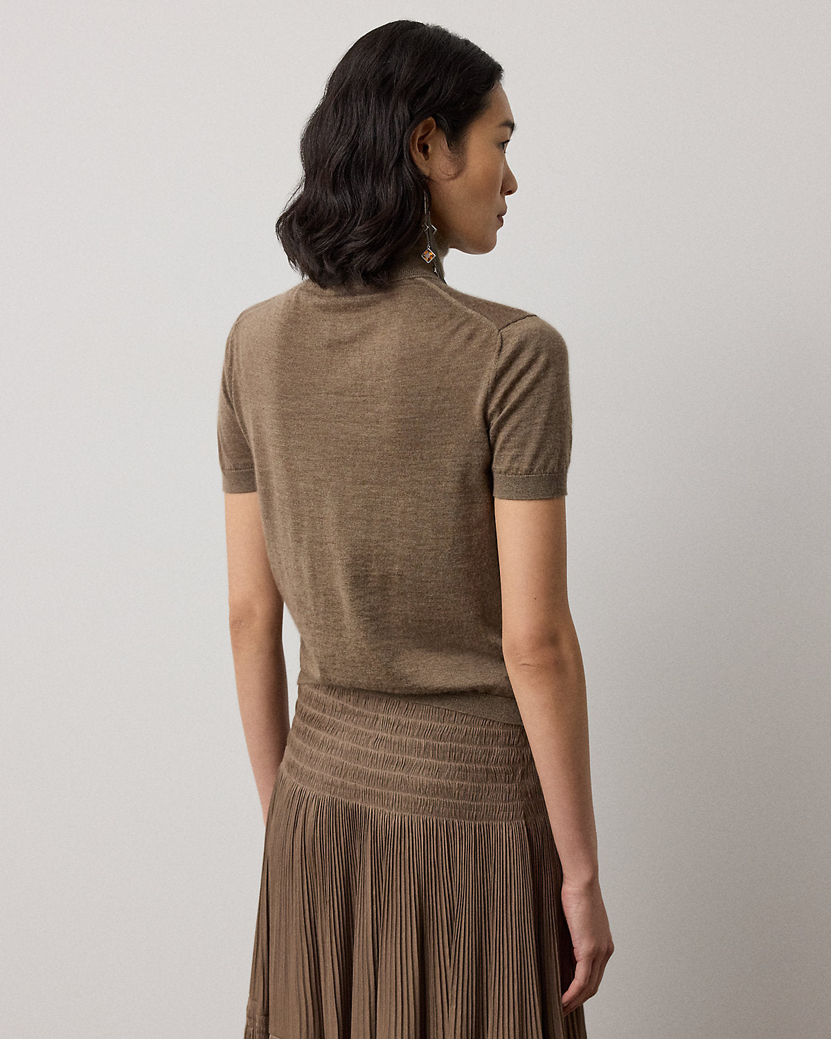 Cashmere Short-Sleeve Turtleneck Sweater