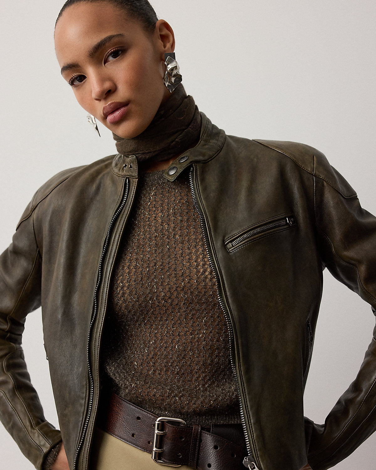 Metallic Mesh Boatneck Sweater