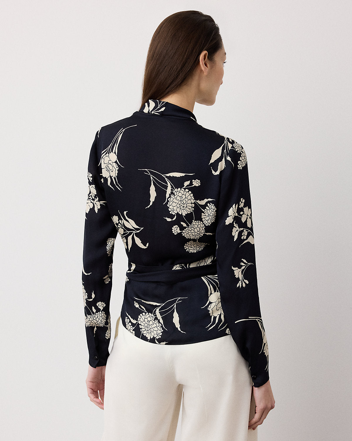 Shea Floral Satin Wrap Blouse