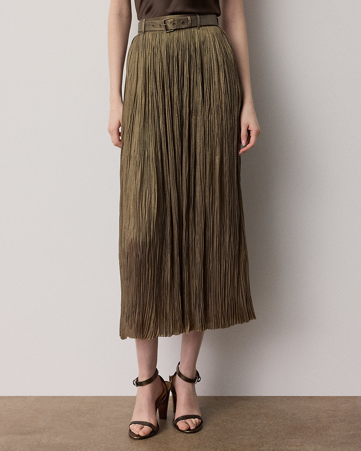 Parisa Pleated Lam¨¦ Skirt