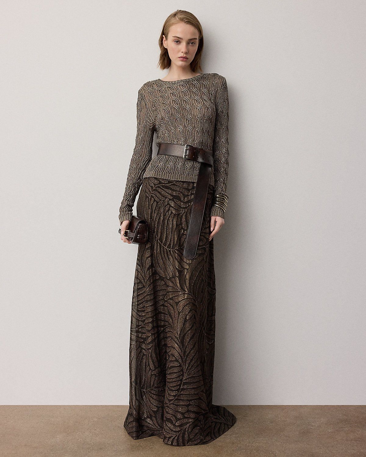 Masina Foiled Crinkle Chiffon Skirt
