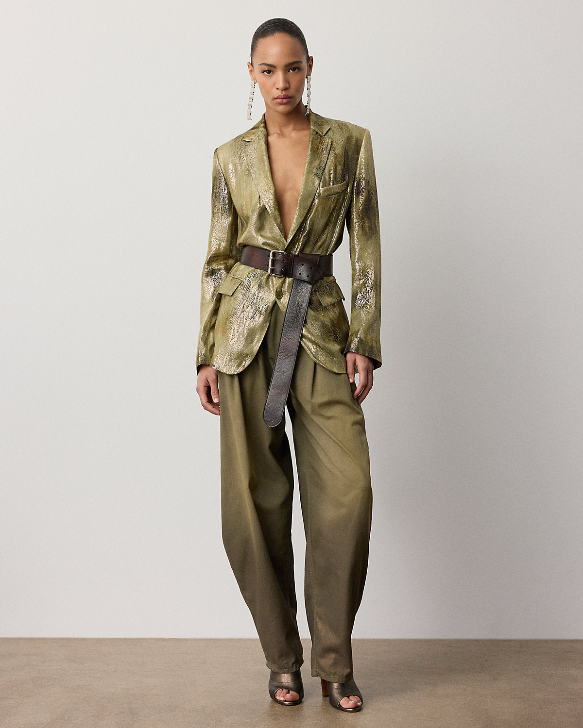 Ellen Foiled Cotton Denim Chino Pant