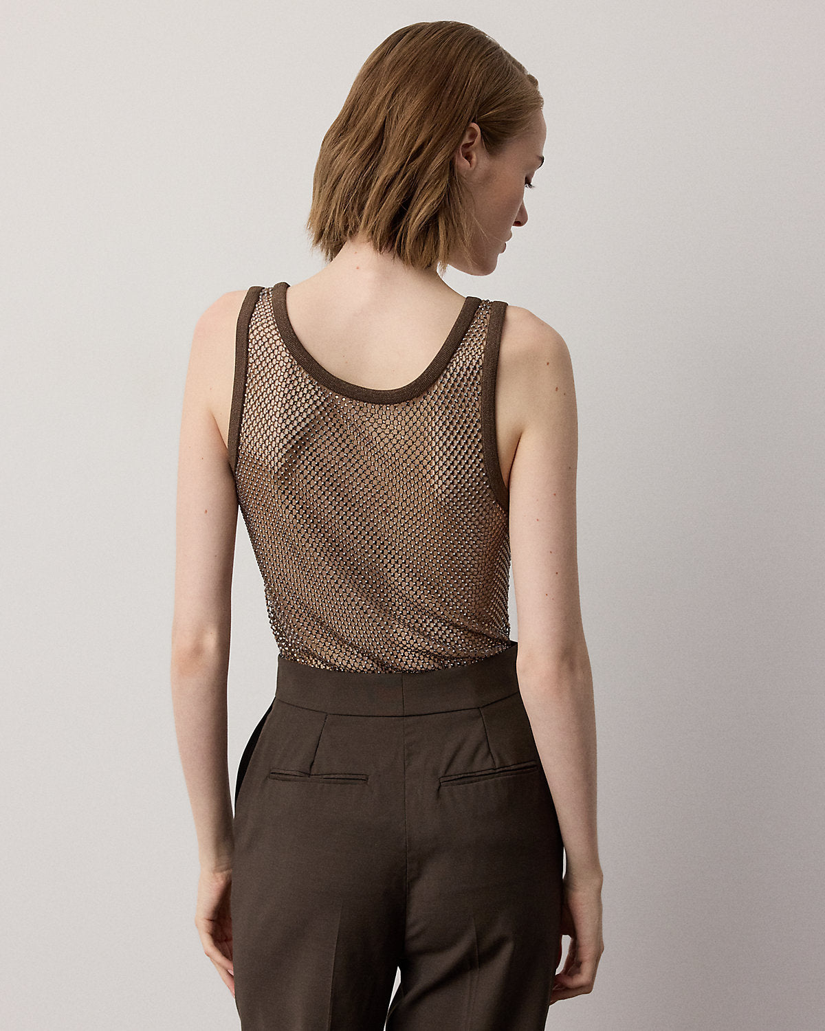 Melony Embellished Mesh Tank Top