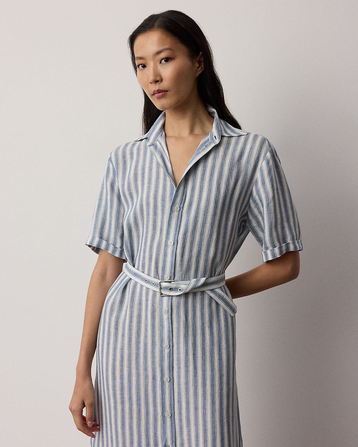 Carol Striped Linen Day Dress