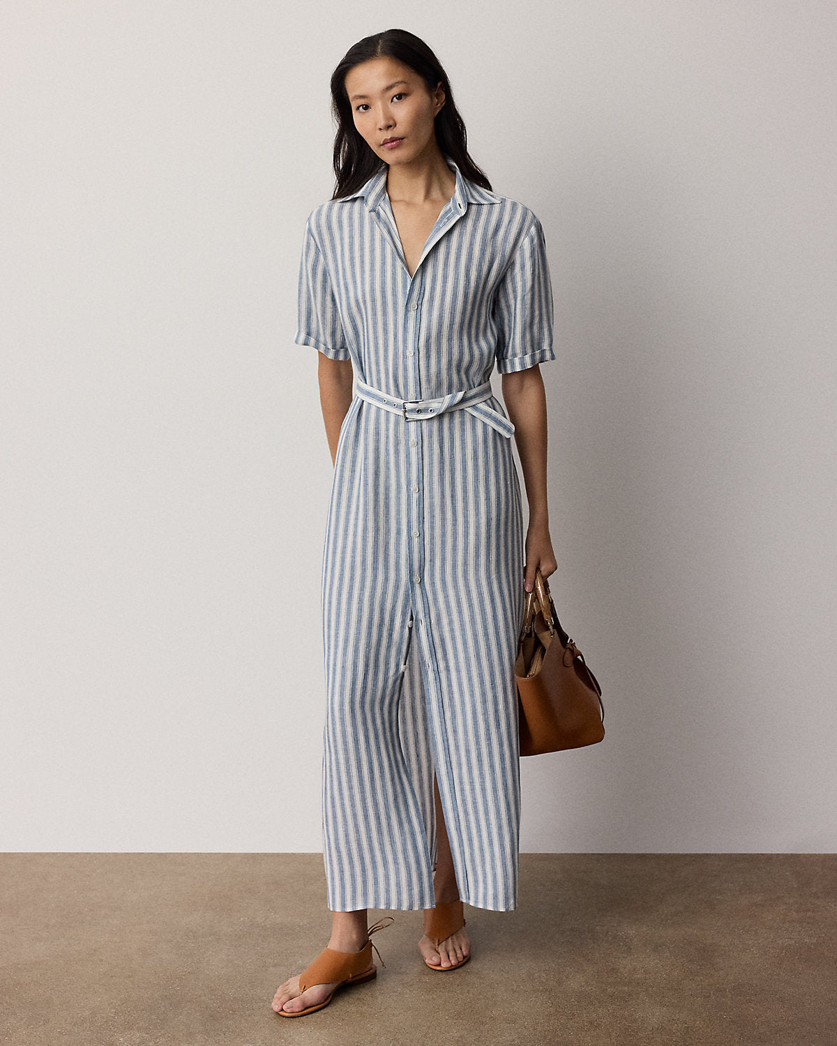 Carol Striped Linen Day Dress