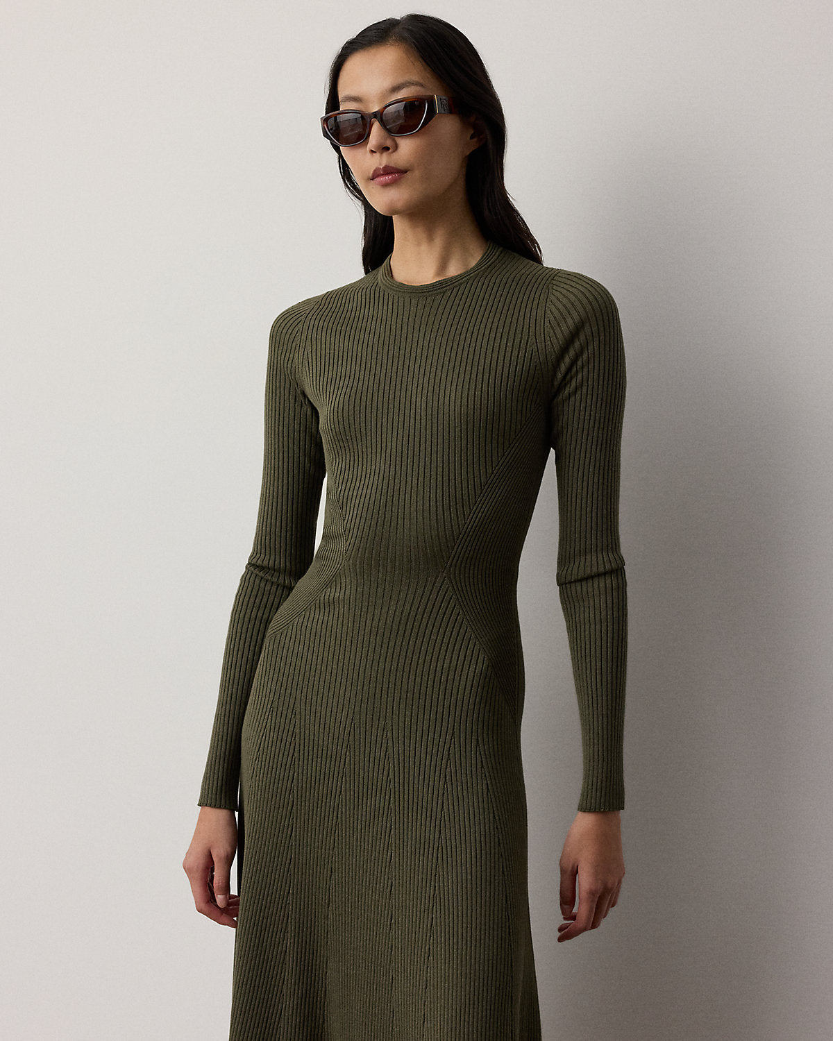 Parson Rib-Knit Silk-Blend Day Dress