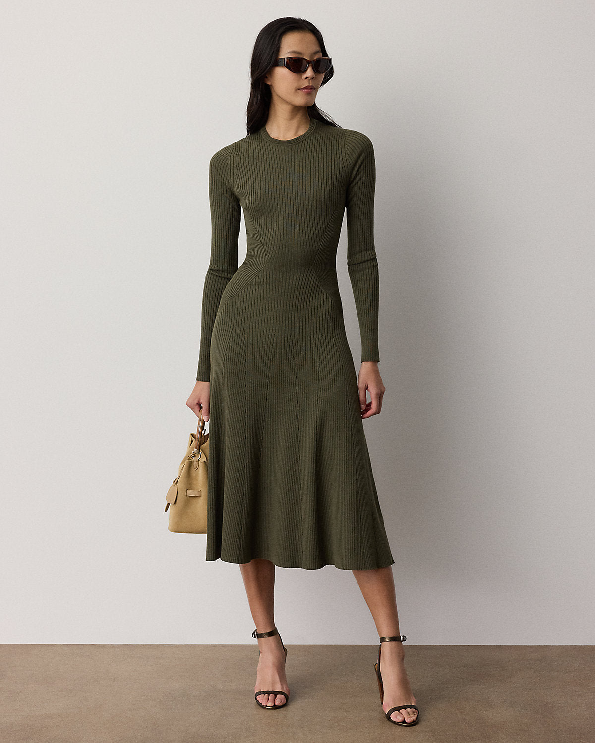 Parson Rib-Knit Silk-Blend Day Dress