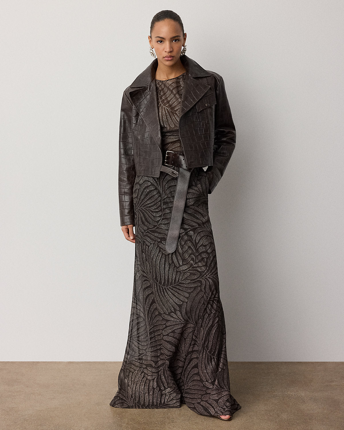 Shannen Foiled Chiffon Evening Dress