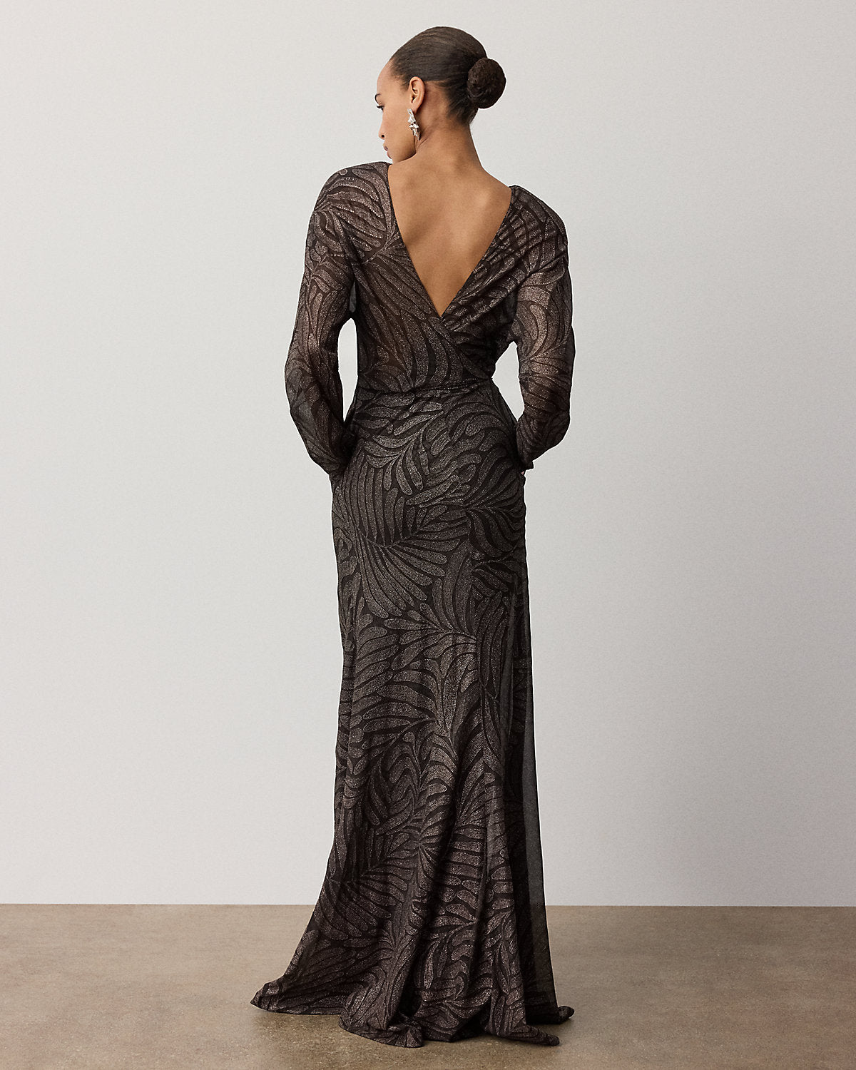 Shannen Foiled Chiffon Evening Dress