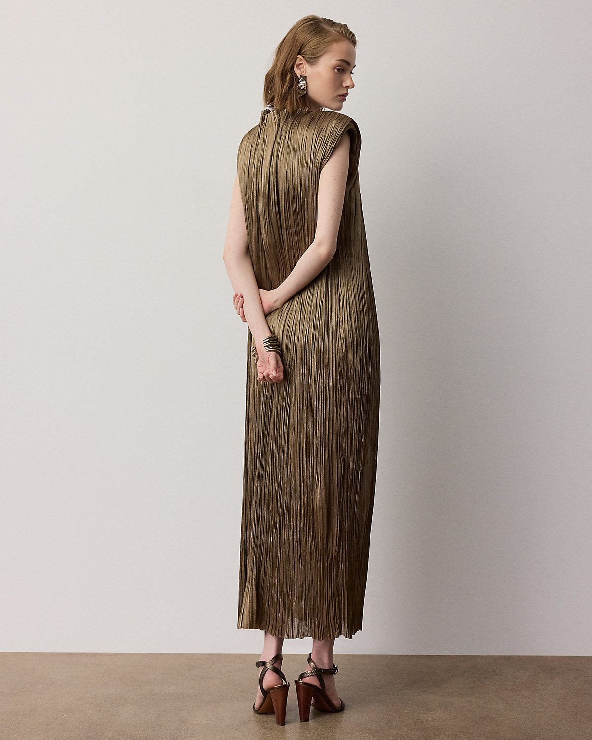 Virna Pleated Lam¨¦ Cocktail Dress