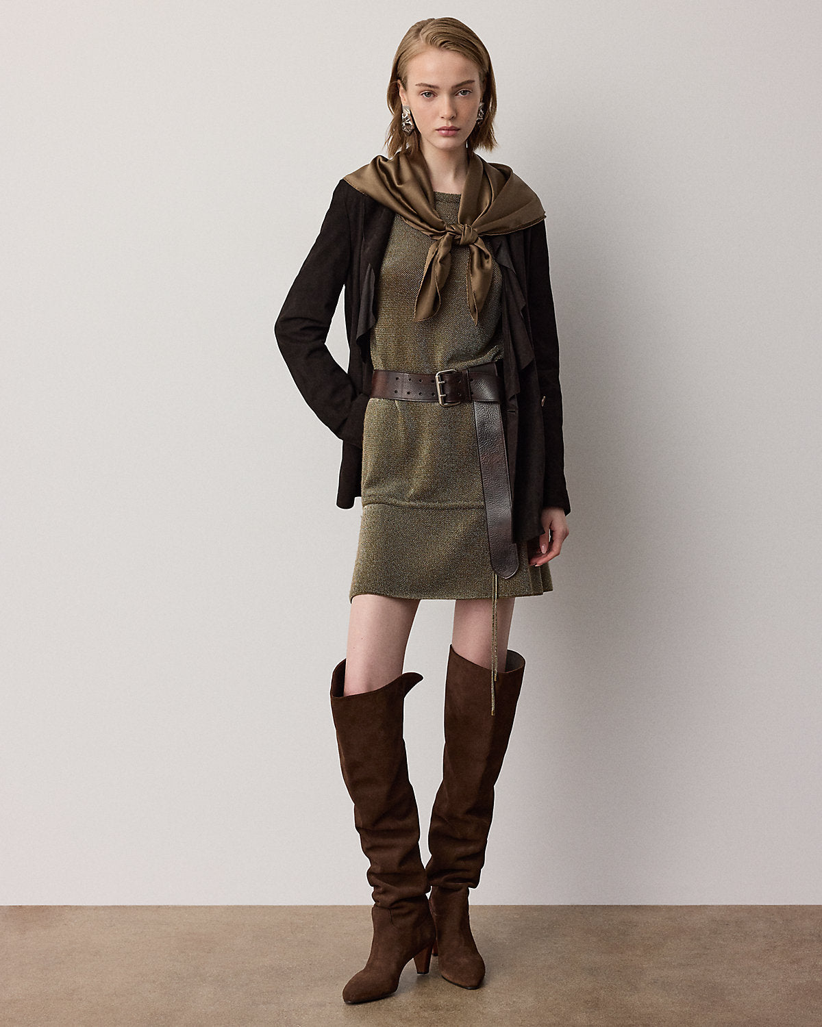 Heddie Ruffle-Trim Lamb-Suede Jacket