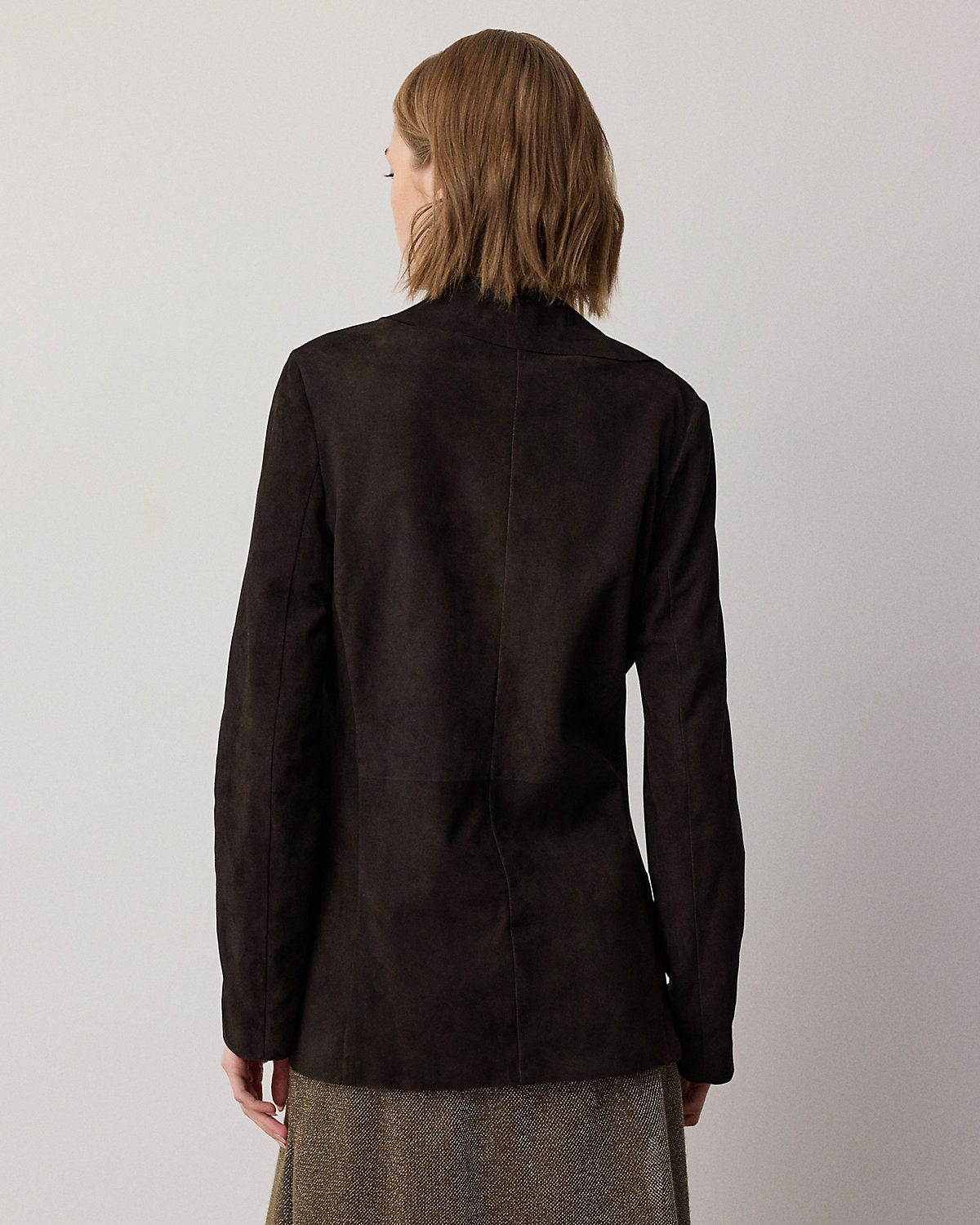 Heddie Ruffle-Trim Lamb-Suede Jacket