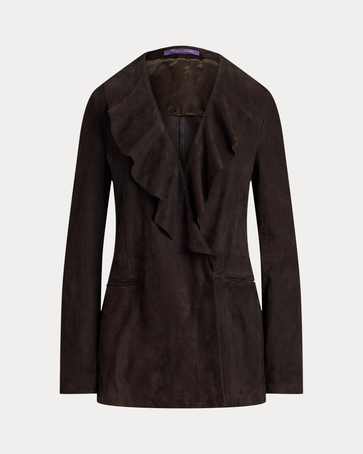 Heddie Ruffle-Trim Lamb-Suede Jacket