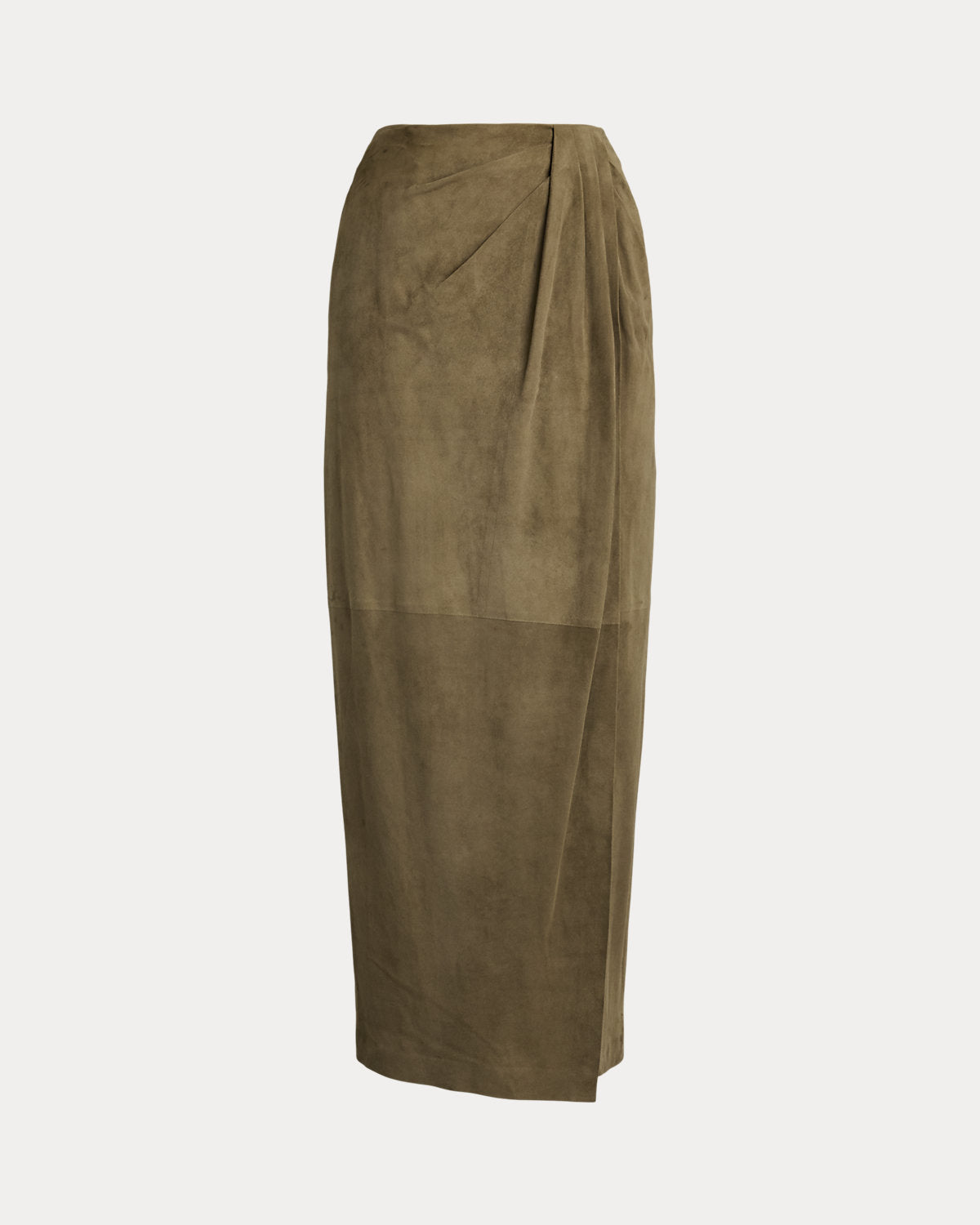 Teegan Twist-Front Lamb-Suede Skirt