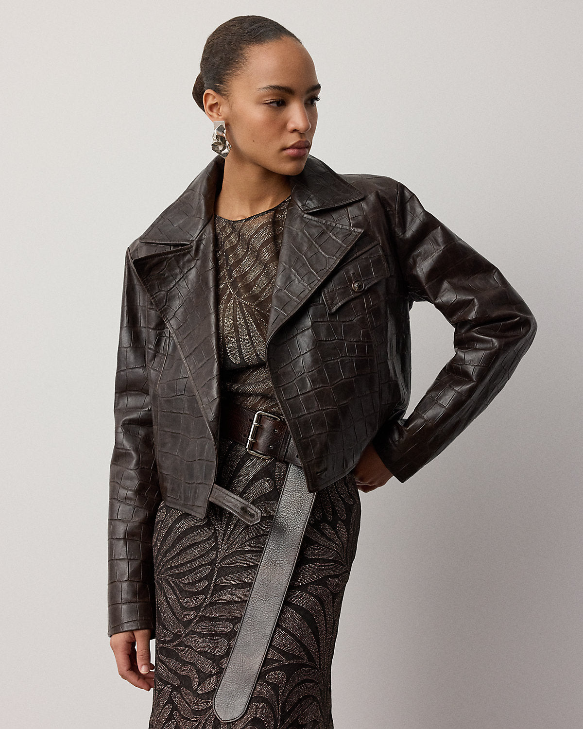 Jaxson Printed Lambskin Moto Jacket