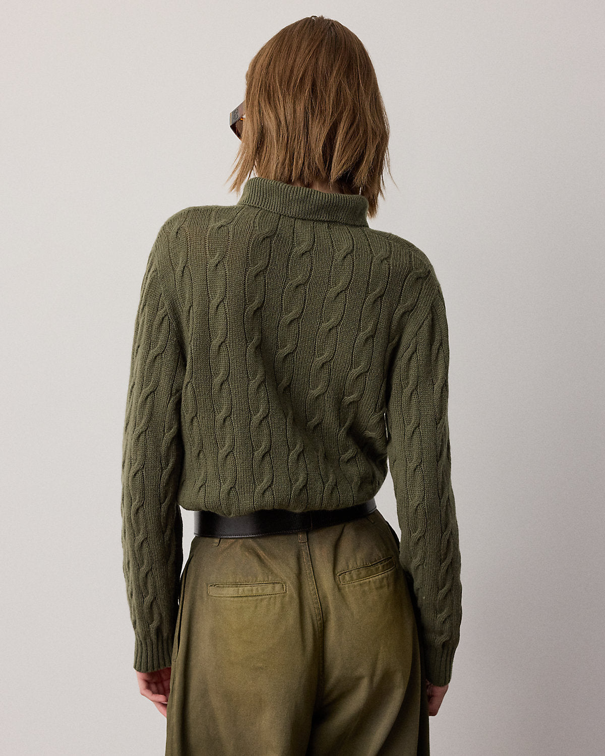 Cable-Knit Cashmere Polo Sweater