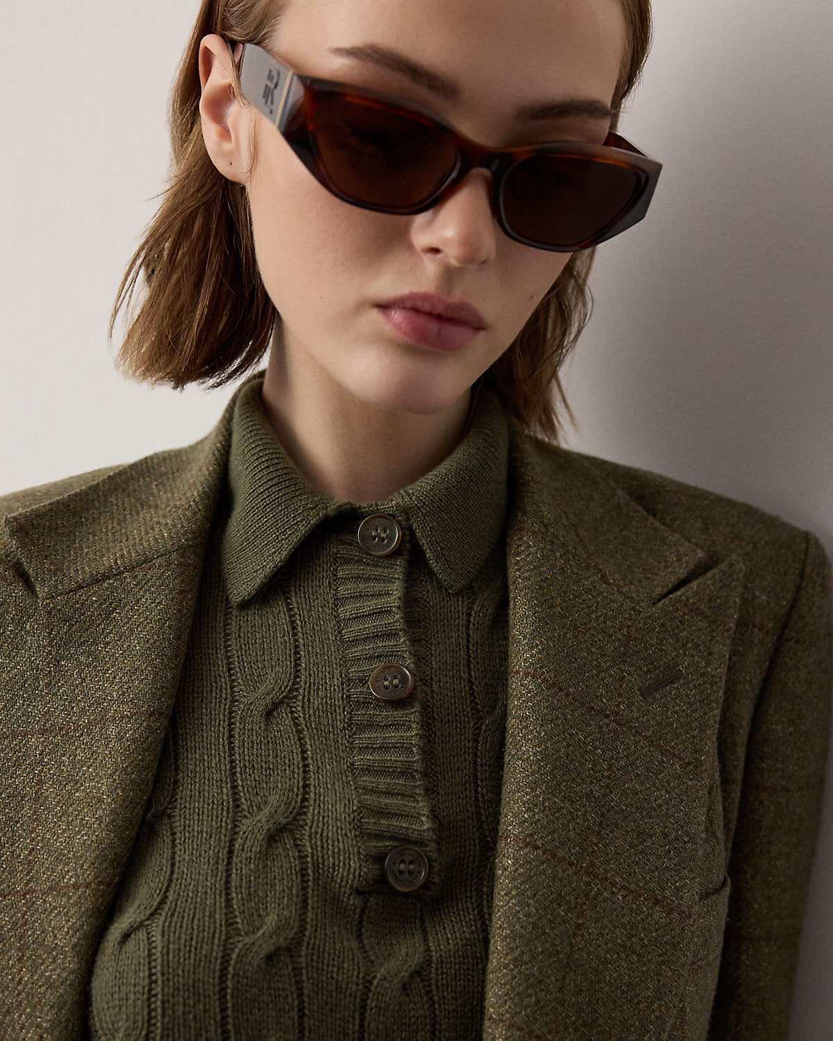 Cable-Knit Cashmere Polo Sweater
