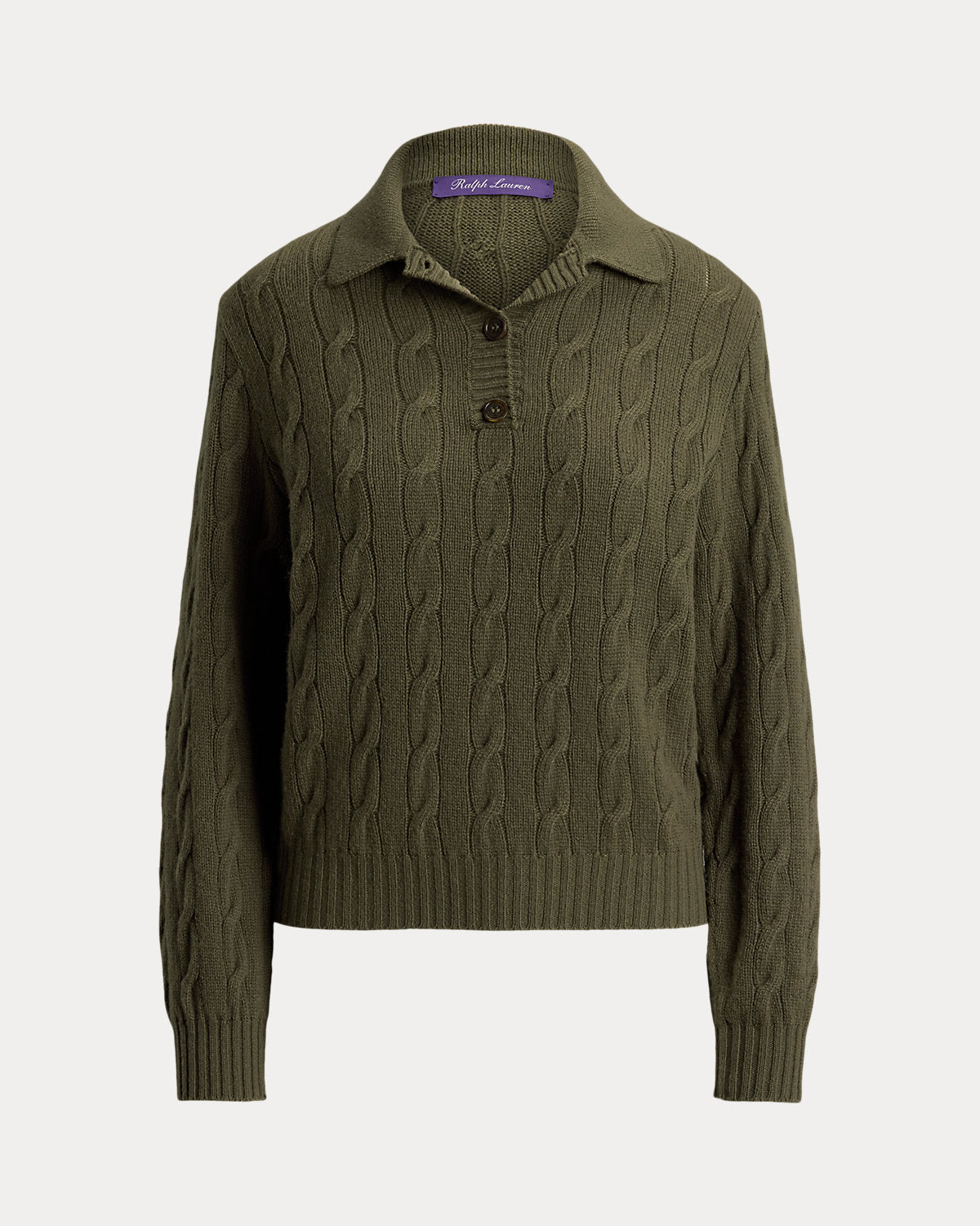 Cable-Knit Cashmere Polo Sweater